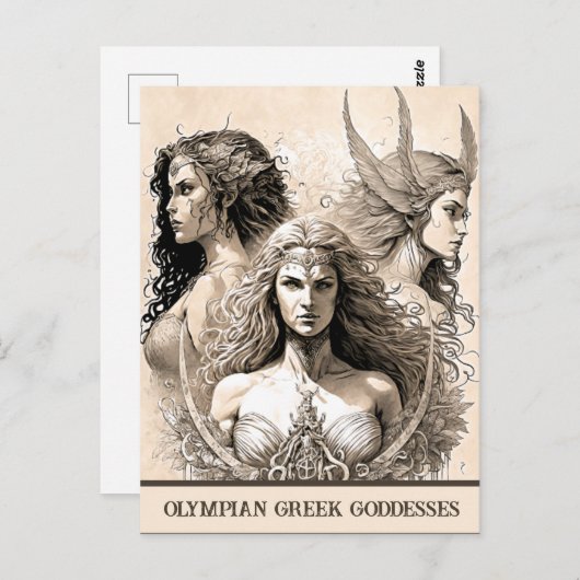 Sketch Art Olympian Griechisch Goddesses Postcard Postkarte (Vorne/Hinten)