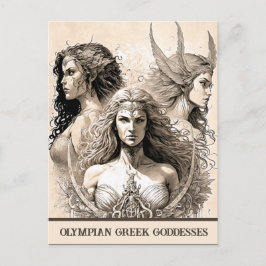 Sketch Art Olympian Griechisch Goddesses Postcard Postkarte