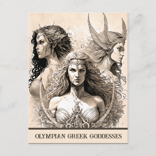 Sketch Art Olympian Griechisch Goddesses Postcard Postkarte (Vorderseite)