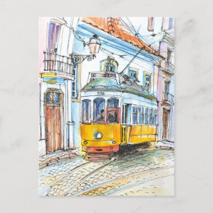 Sketch Art Portugal's Trem Postkarte