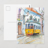 Sketch Art Portugal's Trem Postkarte (Vorne/Hinten)