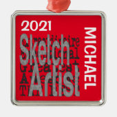 Sketch Artist Extraordinaire CUSTOM Ornament Aus Metall (Vorne)