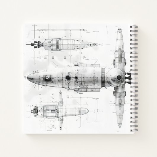Sketch Blueprint Weltraumschiff Notizblock (Rückseite)