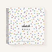 Sketch Book White Rainbow Polka Dot Notebook