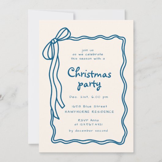 Sketch Bow Frame Weihnachtsgebäck Party Einladung (Vorderseite)
