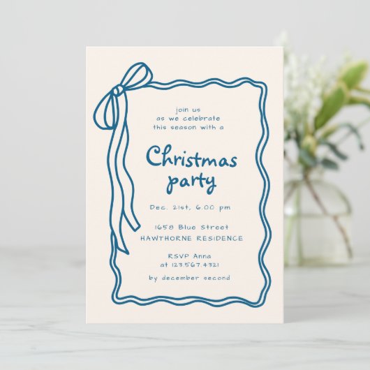 Sketch Bow Frame Weihnachtsgebäck Party Einladung (Stehend Vorderseite)