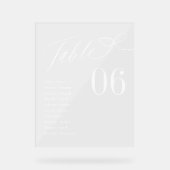 Sketch Bow Script Guest Names Sitzende Tischnummer Acrylschild (Vorderseite)