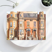 Sketch Brownstones | Boston Street Painting Postkarte