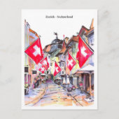 Sketch cozy street Zurich Switzerland Postkarte (Vorderseite)
