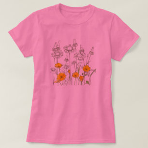 Sketch der Blume California Poppy T-Shirt
