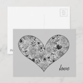 Sketch Doodle Herz Niedliche Liebe Postkarte (Vorne/Hinten)