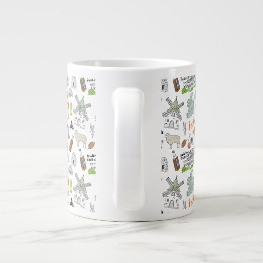 Sketch-Doodle-Muster Jumbo-Tasse (Rückseite)