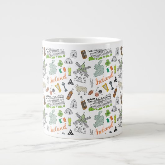 Sketch-Doodle-Muster Jumbo-Tasse (Vorderseite)