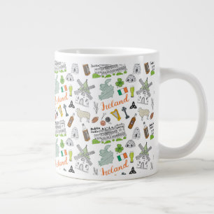 Sketch-Doodle-Muster Jumbo-Tasse