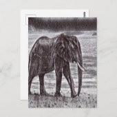 Sketch-Elefant Postkarte (Vorne/Hinten)