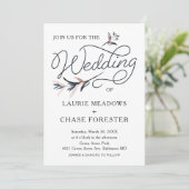 Sketch Floral Minimal Boho Hochzeit Einladung (Stehend Vorderseite)