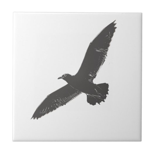 Sketch Flying Seagull Wings Fliese (Vorderseite)