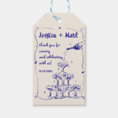 Sketch Funky Champagne Wedding Vielen Dank Geschenkanhänger (Vorderseite)