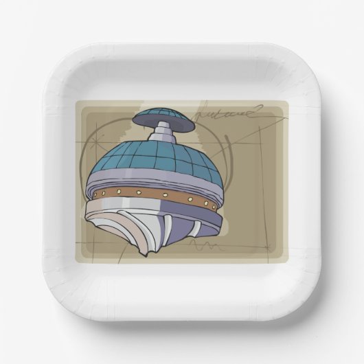 Sketch für die Raumstation Pappteller (Vorderseite)