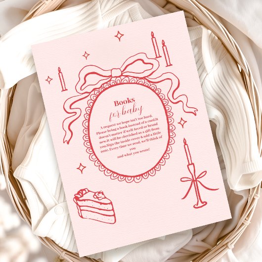 Sketch Hand Drawn Bow Baby Showbücher für Baby Begleitkarte