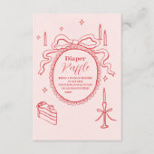 Sketch Hand Drawn Bow Babydusche Diapper Raffle Begleitkarte (Vorderseite)