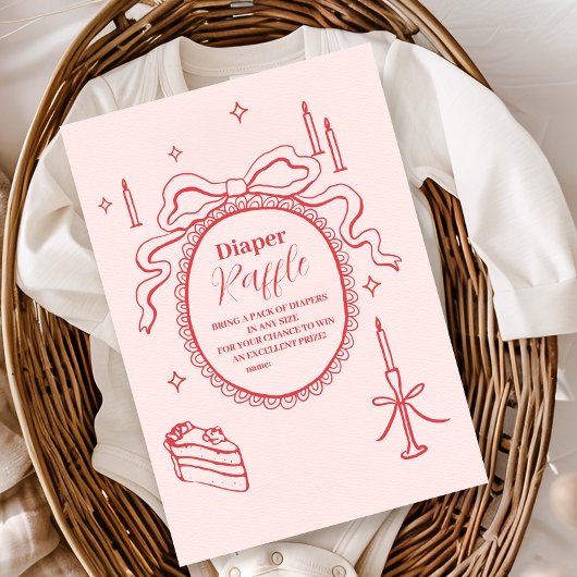 Sketch Hand Drawn Bow Babydusche Diapper Raffle Begleitkarte