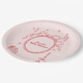 Sketch Hand Drawn Bow Babydusche Pappteller (Schrägansicht)