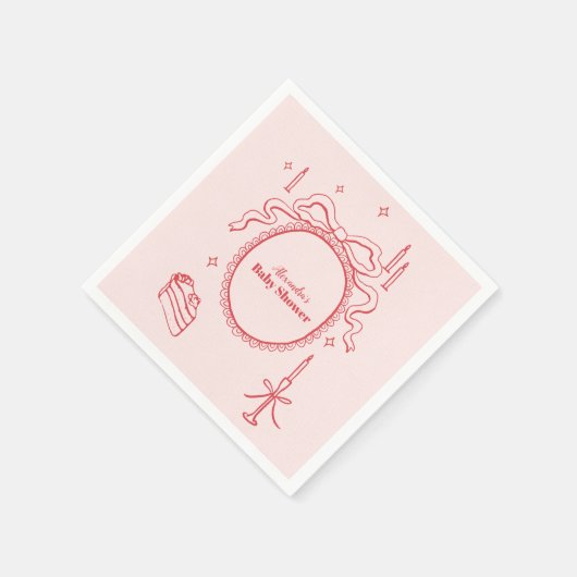 Sketch Hand Drawn Bow Babydusche Serviette (Ecke)