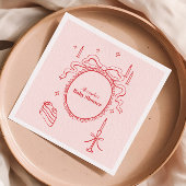 Sketch Hand Drawn Bow Babydusche Serviette