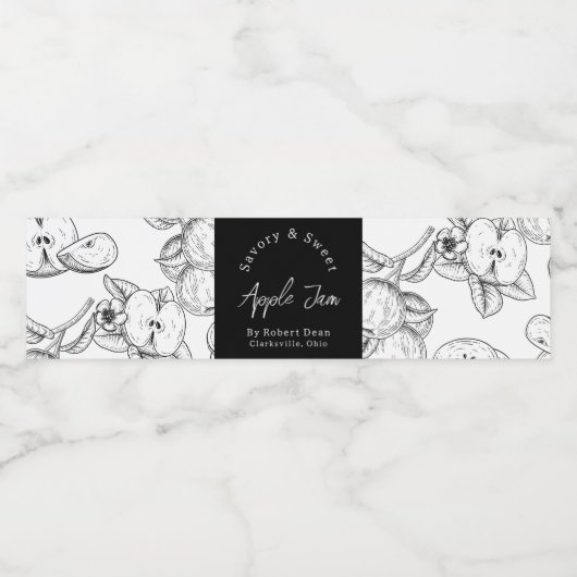 Sketch hausgemachte Apple Jam Wrap-around Label Wasserflaschenetikett (Einzelnes Label)