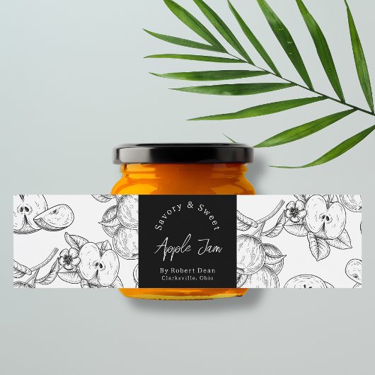 Sketch hausgemachte Apple Jam Wrap-around Label Wasserflaschenetikett