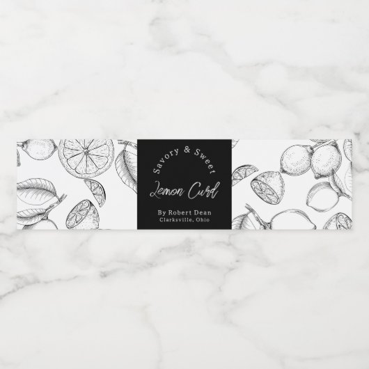 Sketch hausgemachte Lemon Curd Wrap-around Label Wasserflaschenetikett (Einzelnes Label)