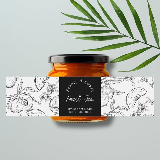 Sketch hausgemachte Peach Jam Wrap-around Label Wasserflaschenetikett