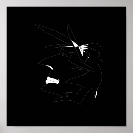 Sketch Head Weird Face Wild Hairstyle Poster (Vorne)
