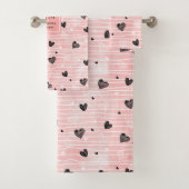Sketch Hearts Personalisiertes Bestes Valentinsges Badhandtuch Set (Insitu)