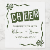Sketch-Hochzeit von Green & White Hand Weinetikett (Einzelnes Label)