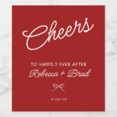 Sketch-Hochzeit von Rot und Weiß Weinetikett (Einzelnes Label)