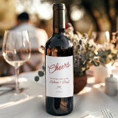 Sketch-Hochzeit von Rot und Weiß Weinetikett