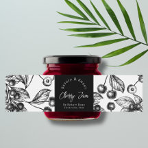 Sketch Homemade Cherry Jam Wrap-around Label