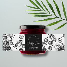 Sketch Homemade Cherry Jam Wrap-around Label Wasserflaschenetikett