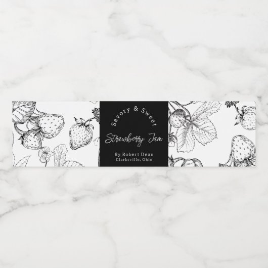 Sketch Homemade Strawberry Jam Wrap-around Label Wasserflaschenetikett (Einzelnes Label)
