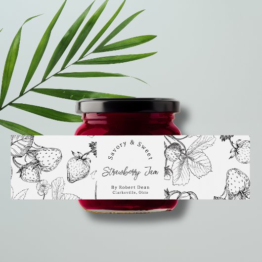 Sketch Homemade Strawberry Jam Wrap-around Label Wasserflaschenetikett