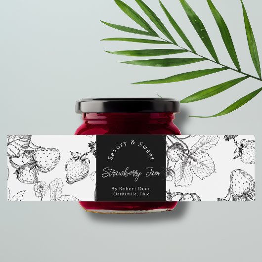 Sketch Homemade Strawberry Jam Wrap-around Label Wasserflaschenetikett
