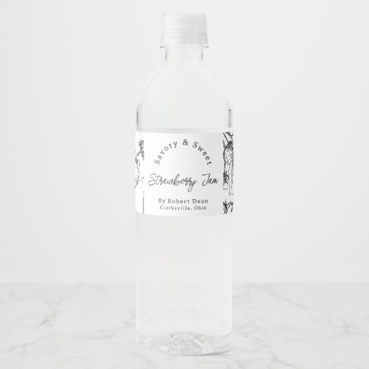 Sketch Homemade Strawberry Jam Wrap-around Label Wasserflaschenetikett (Vorderseite)