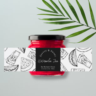Sketch Homemade Watermelon Jam Wrap-around Label Wasserflaschenetikett