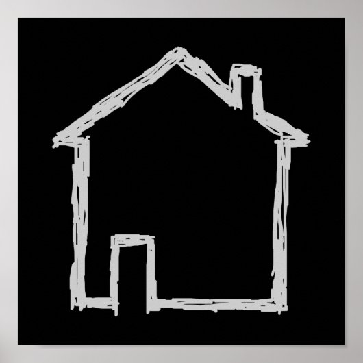 Sketch im Haus. Grau und Schwarz. Poster (Vorne)