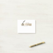 Sketch-Imitate Gold Quill Pen Script Post-it Klebezettel (Auf Schreibtisch)
