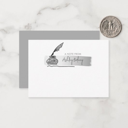 Sketch-Imitate Silver Quill Pen Script Mitteilungskarte (Vorderseite/Rückseite Beispiel)