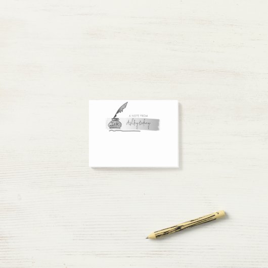 Sketch-Imitate Silver Quill Pen Script Post-it Klebezettel (Auf Schreibtisch)