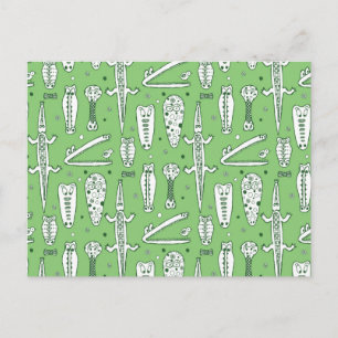 Sketch-Krokodile-Muster 2 Postkarte